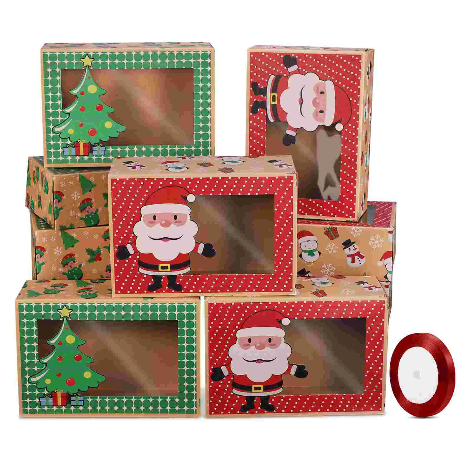

Boxes Christmas Gift Box Cupcake Bakery Packaging Tins Treatcontainer Papergoodie Smallcandy Containers Wrapping Holiday Cookie
