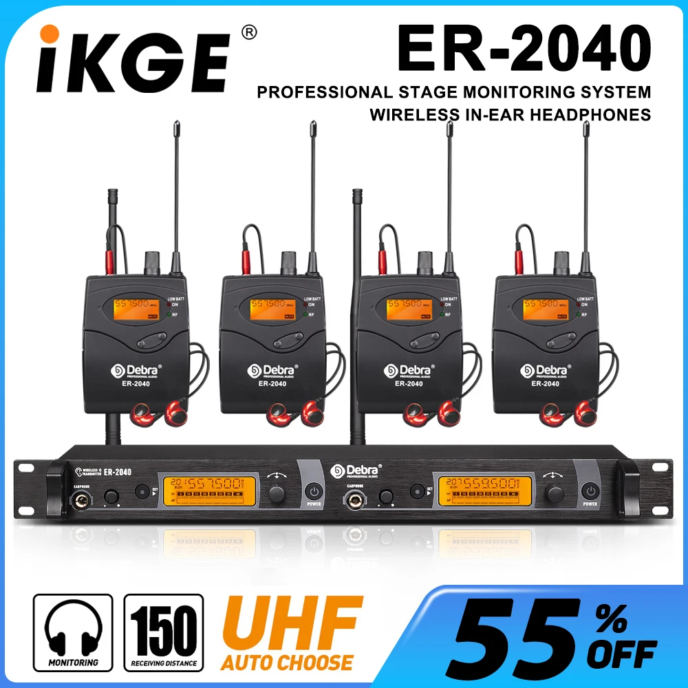 ER-2040 Профессиональная стереовкладыш-беспроводная система мониторинга УВЧ с