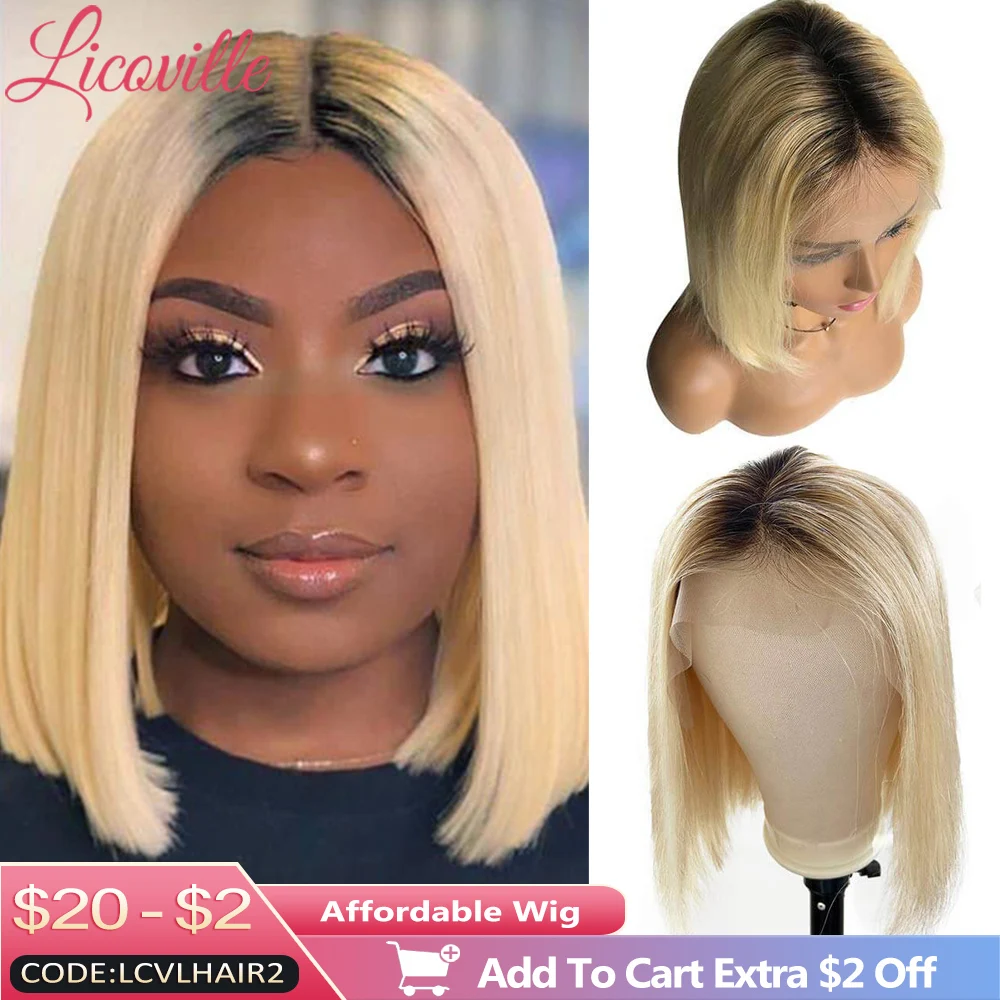 Lace Front Wig Bob Straight Human Hair Natural Woman Brazilian Frontal Ombre Blonde Peruvian Wigs Body Wave Bundles Closures 613