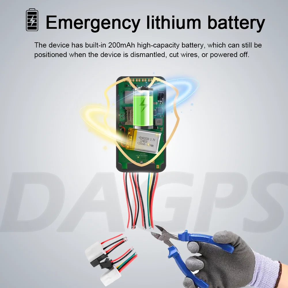 Фото GPS-трекер для транспортных средств DAGPS GT06/TK100 - отслеживание в реальном времени, дистанционное отключение двигателя, кнопка SOS, сигнализация при открытии двери, сигнализация при движении, геозона. №5