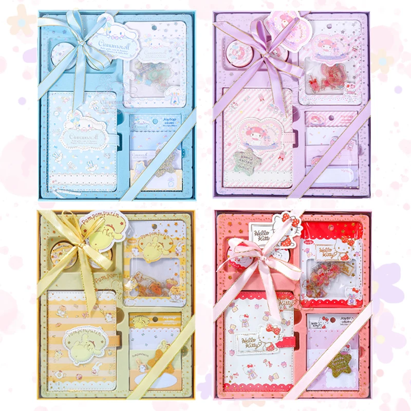

PINK Kawaii Candy Series Handbook Set My Melody Cinnamoroll Purin Dog Anime Hand Account Gift Box Sticky Note Washi Tape Gift