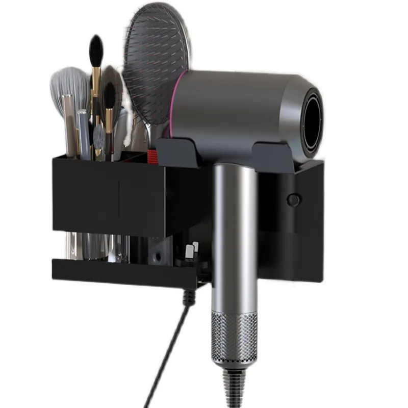 aluminum bathroom shelf organizer on the wall without drilling hair dryer holder black rack housekeeper bathroom accessories free global shipping