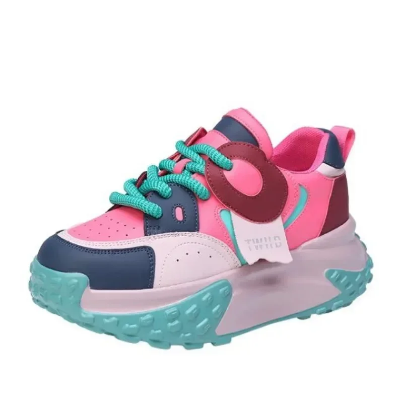 Модные женские повседневные осенние ботильоны из коровьей кожи на танкетке 7 см