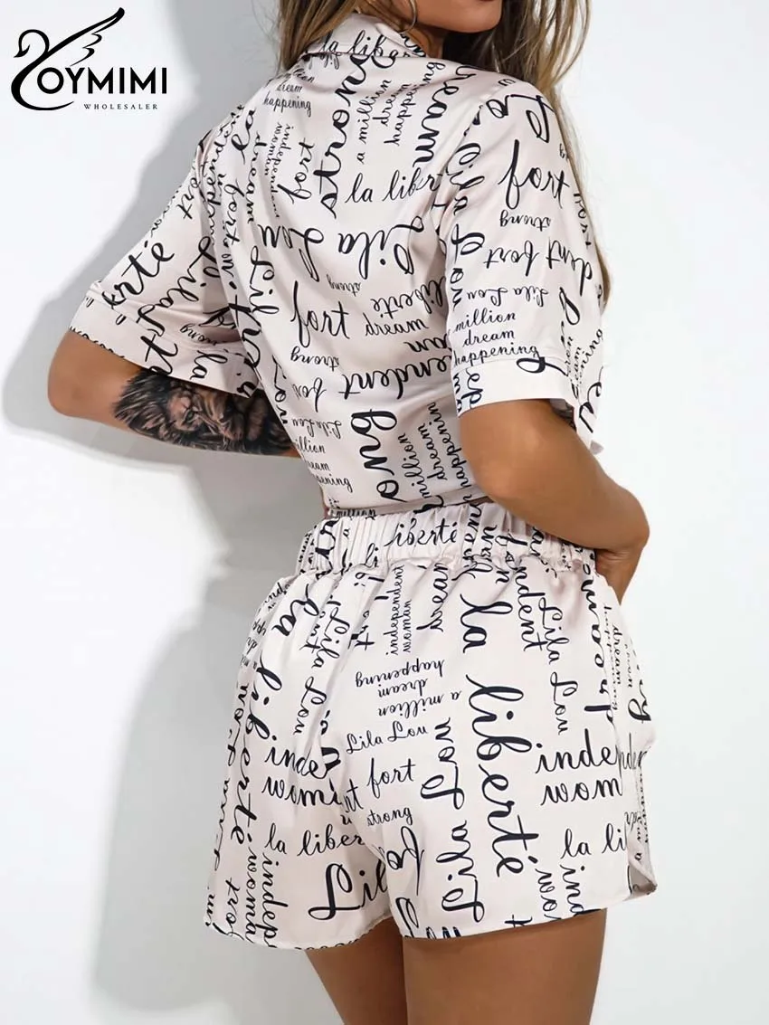 Oymimi Повседневный Оранжевый Комплект из двух предметов с принтом для женщин