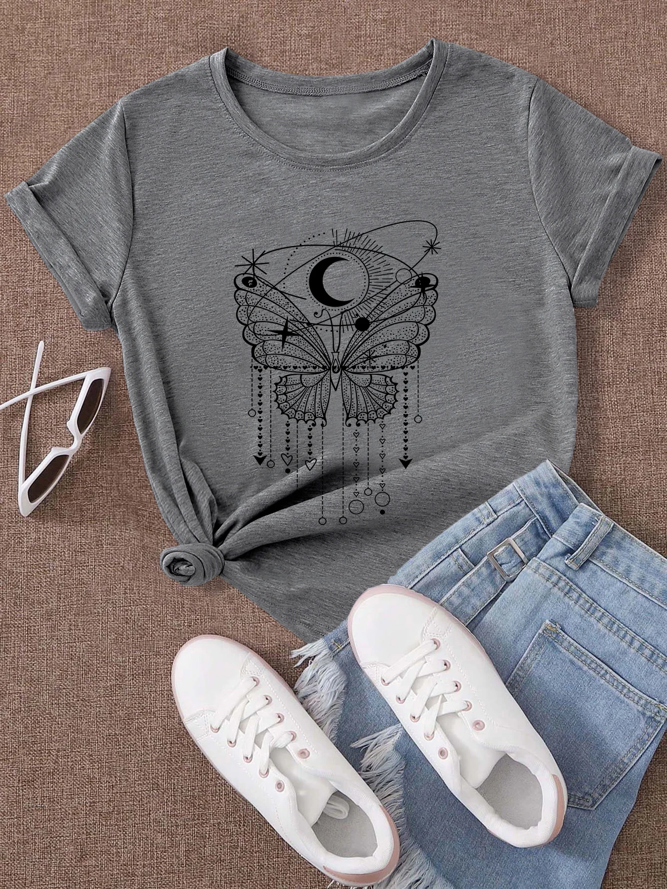 Хлопковая футболка унисекс с коротким рукавом в западном стиле