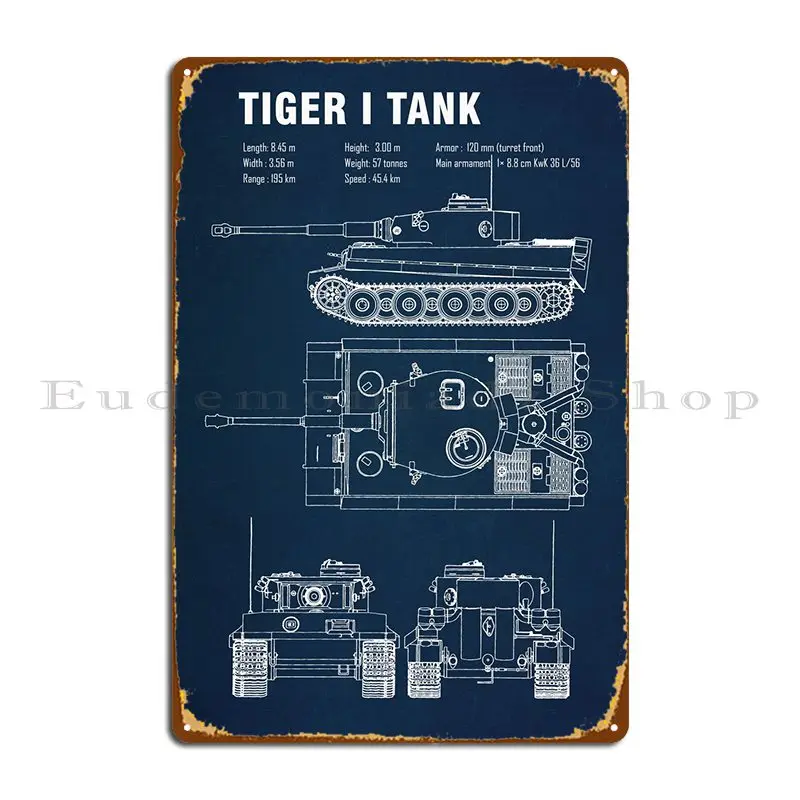 

Металлический знак Tiger I Tank, Настенный декор для паба, печатный Настенный декор, жестяной плакат
