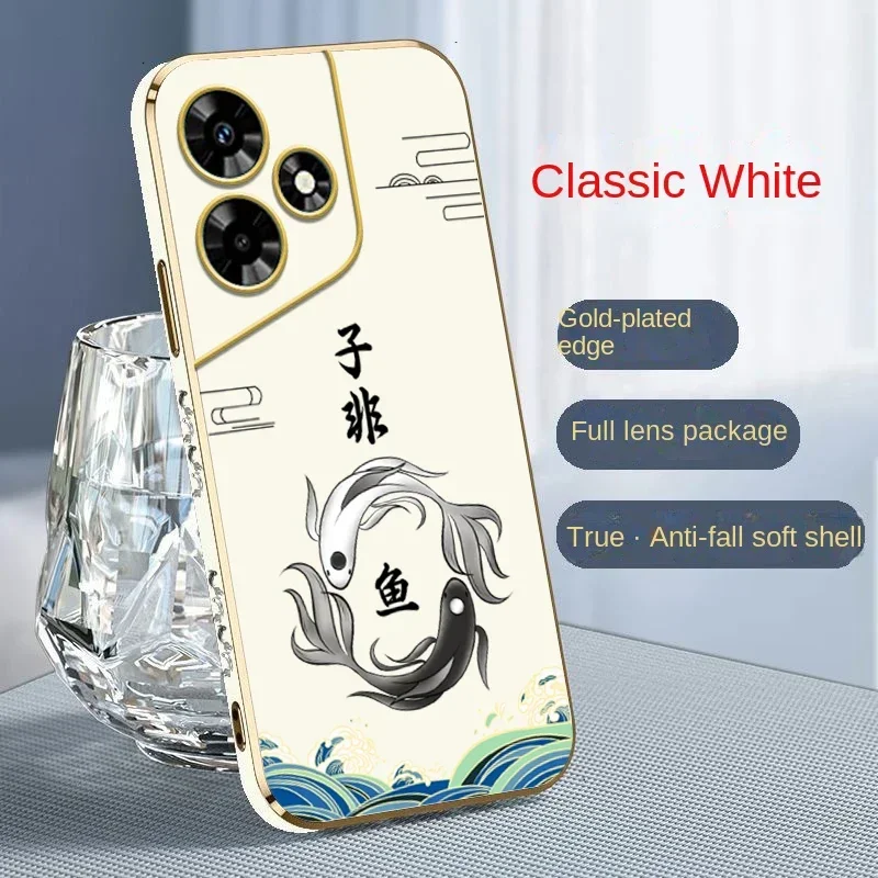 Чехол GZUSS Sub Non Fish для Infinix Hot 40i 30 Play 30i 20i 20S 20 корпус телефона с гальваническим