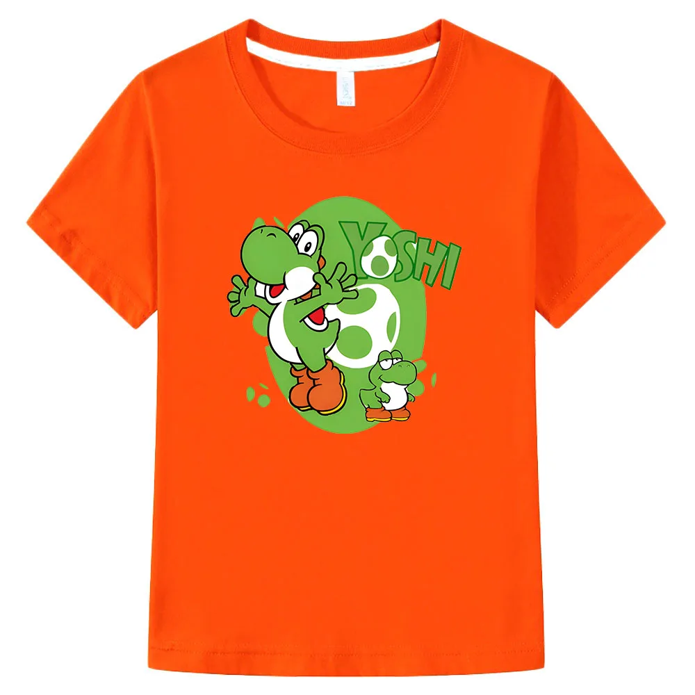 Ropa 100% de algodón para niños y niñas, camiseta de Super Smash Bros, Yoshi, Camiseta con estampado de dibujos animados, camisetas informales de verano para bebés