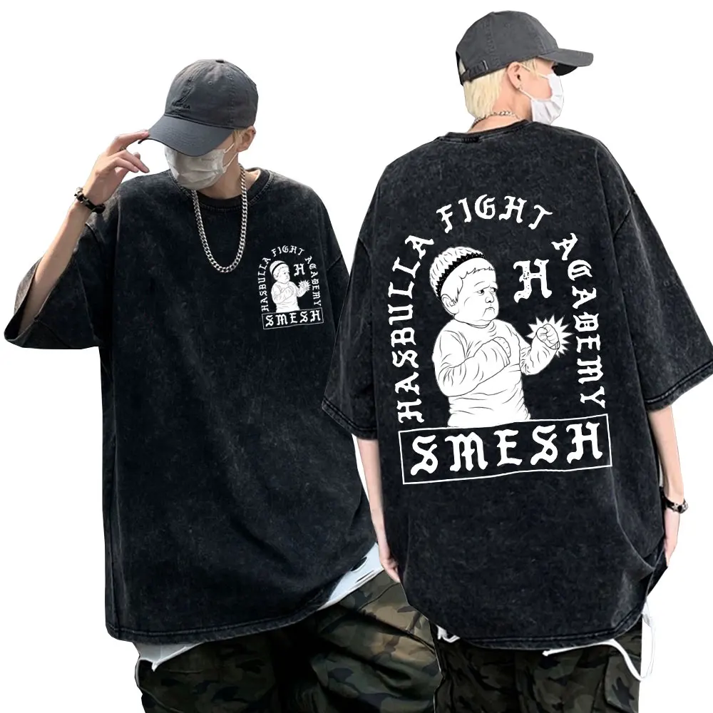 

Hasbulla Magomedov T Shirt Russia Blogger Hasbulla Fighting Meme Short Sleeve Tshirt Men Wash Vintage Black T-shirts Funny Tees