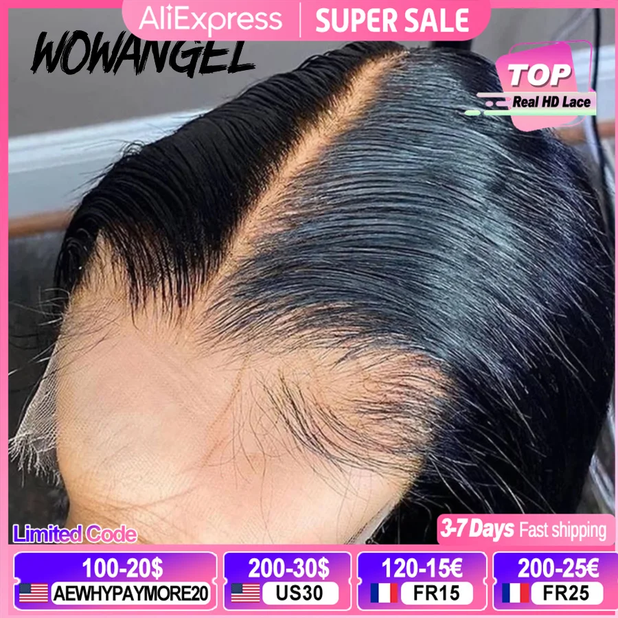 WOWANGEL 7x7/6x6/5x5 HD Lace Closure Human Hair Melt Skin Deep Part Natural Scalp Real HD Lace Closure Only Straight Virgin Hair