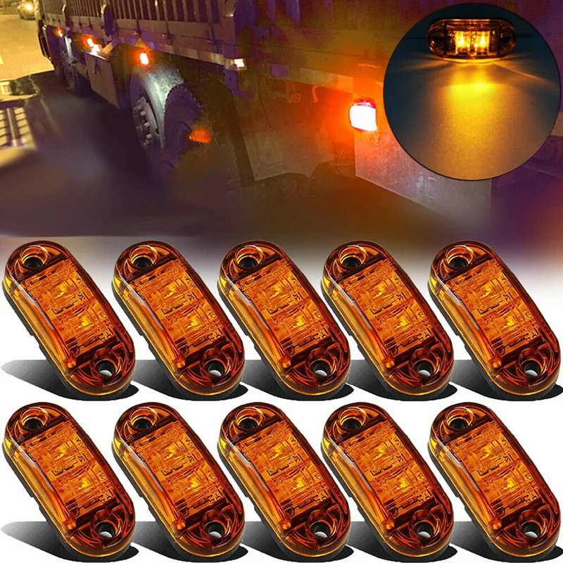 

10Pcs a Set of Trucks Trucks 2led Piranha Side Lights Trailer Side Taillights