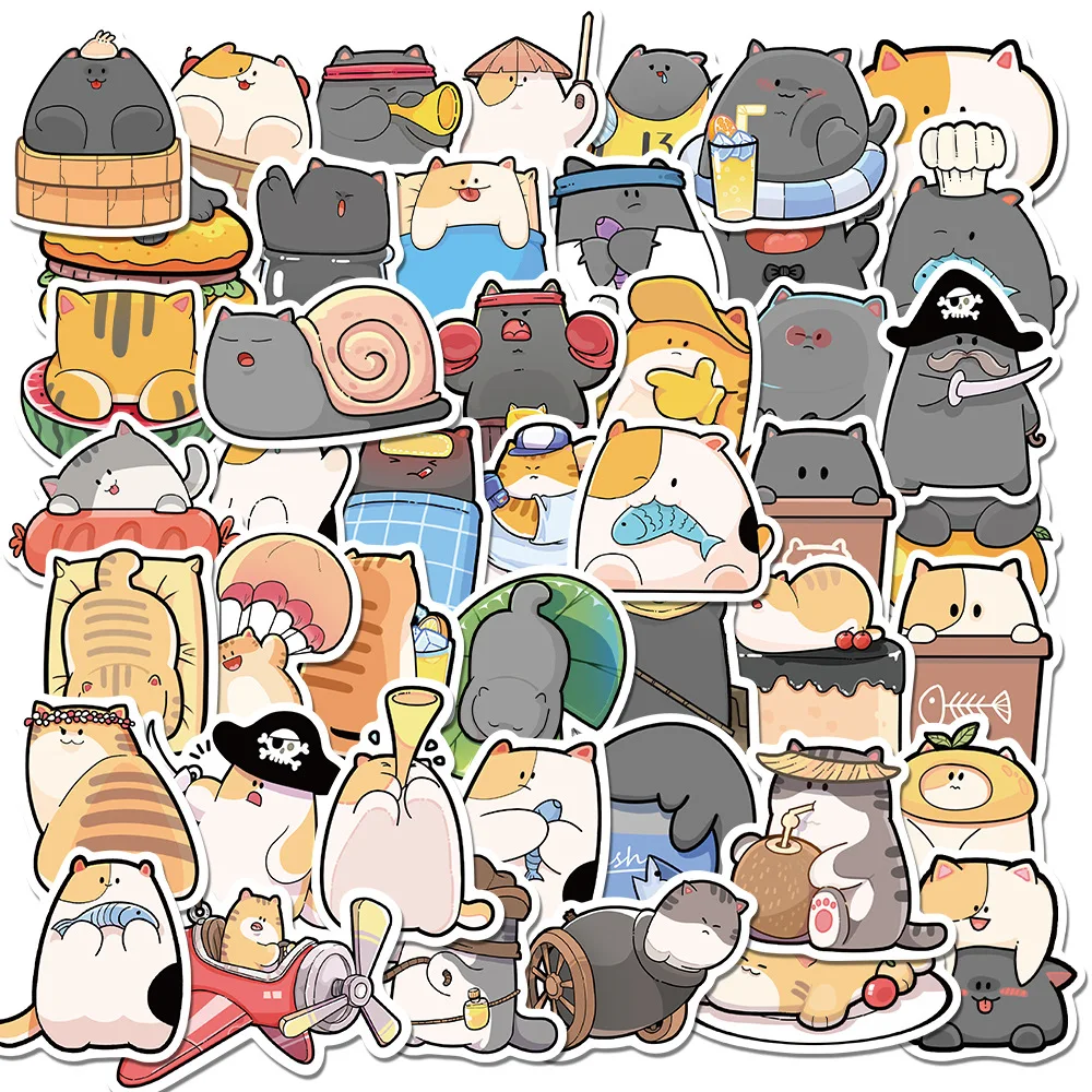 

10/30/50PCS New Popular Cartoon Cute Cat Sticker Pack Skateboard Guitar Decoration DIY Laptop Waterproof PVC Graffiti Wholesale