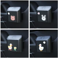 portable hanging mini cartoon car trash can trash can with lid for car office home car storage box accessories