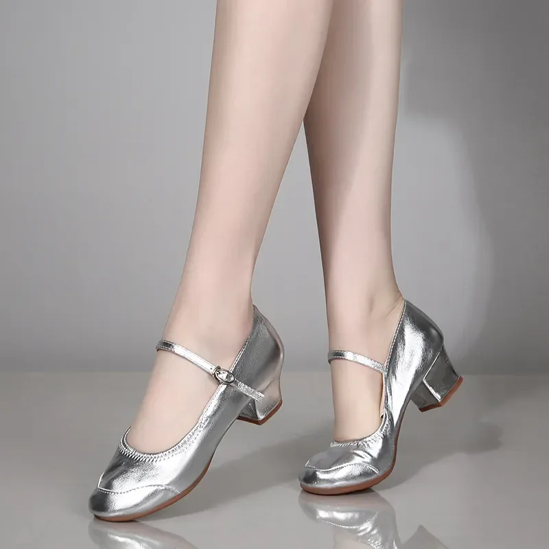 sapatos femininas женские модные золотистые балетные туфли на высоком каблуке с круглым