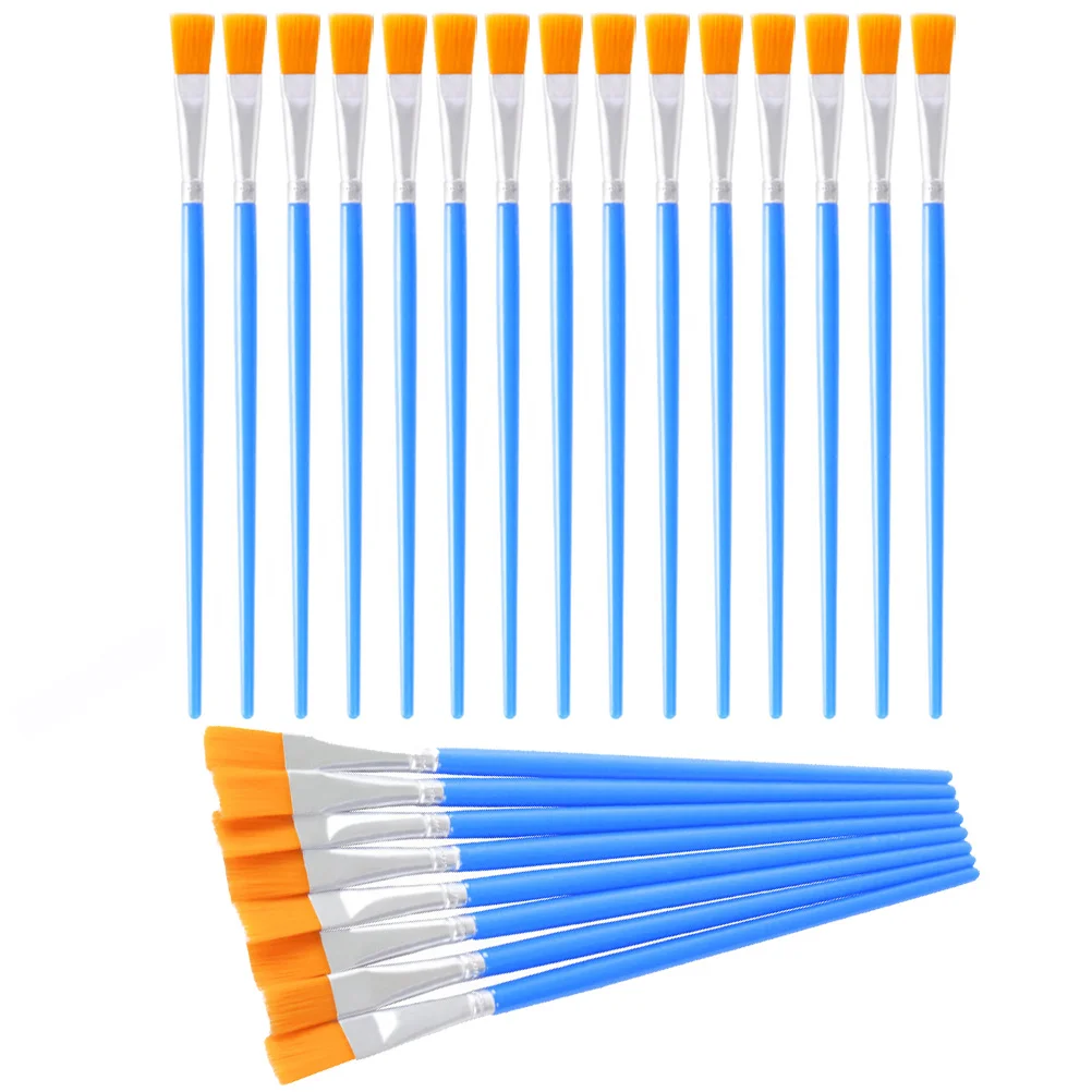 

50 Pcs Nylon Flat Brush Painting Pigment Paintbrush Kids Set Watercolor Kit Child Suit For