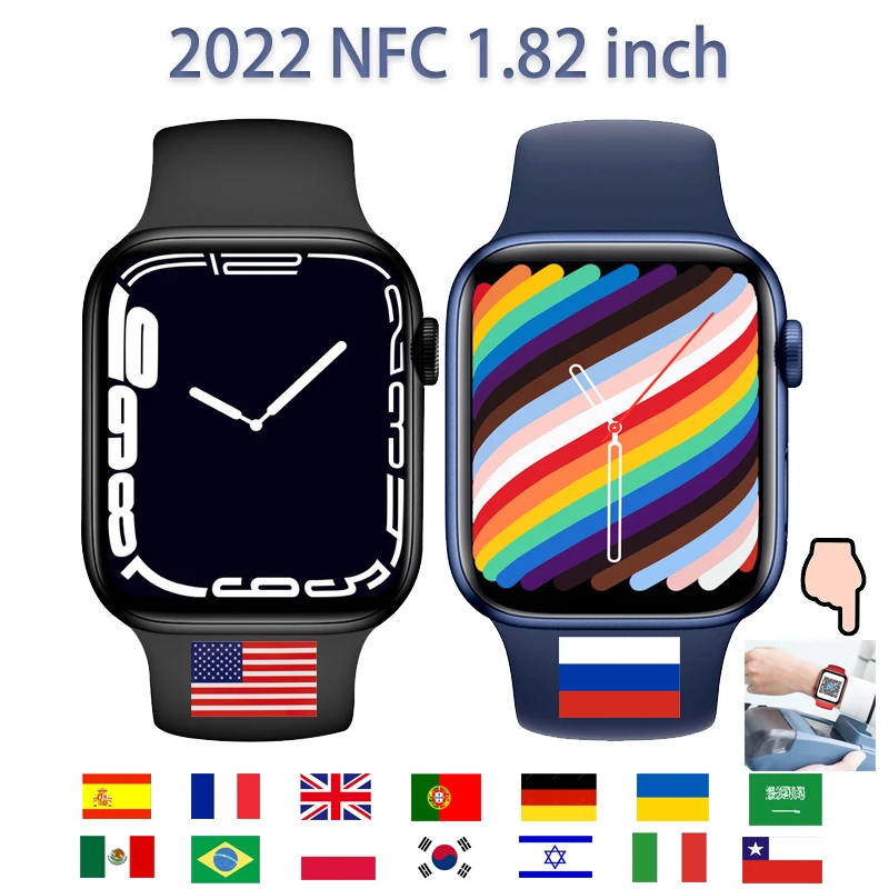 2022 NFC IWO мужские умные часы Серия 7 Bluetooth Вызов женский спортивный фитнес для Android IOS PK W27 W37 Pro N76 умные часы