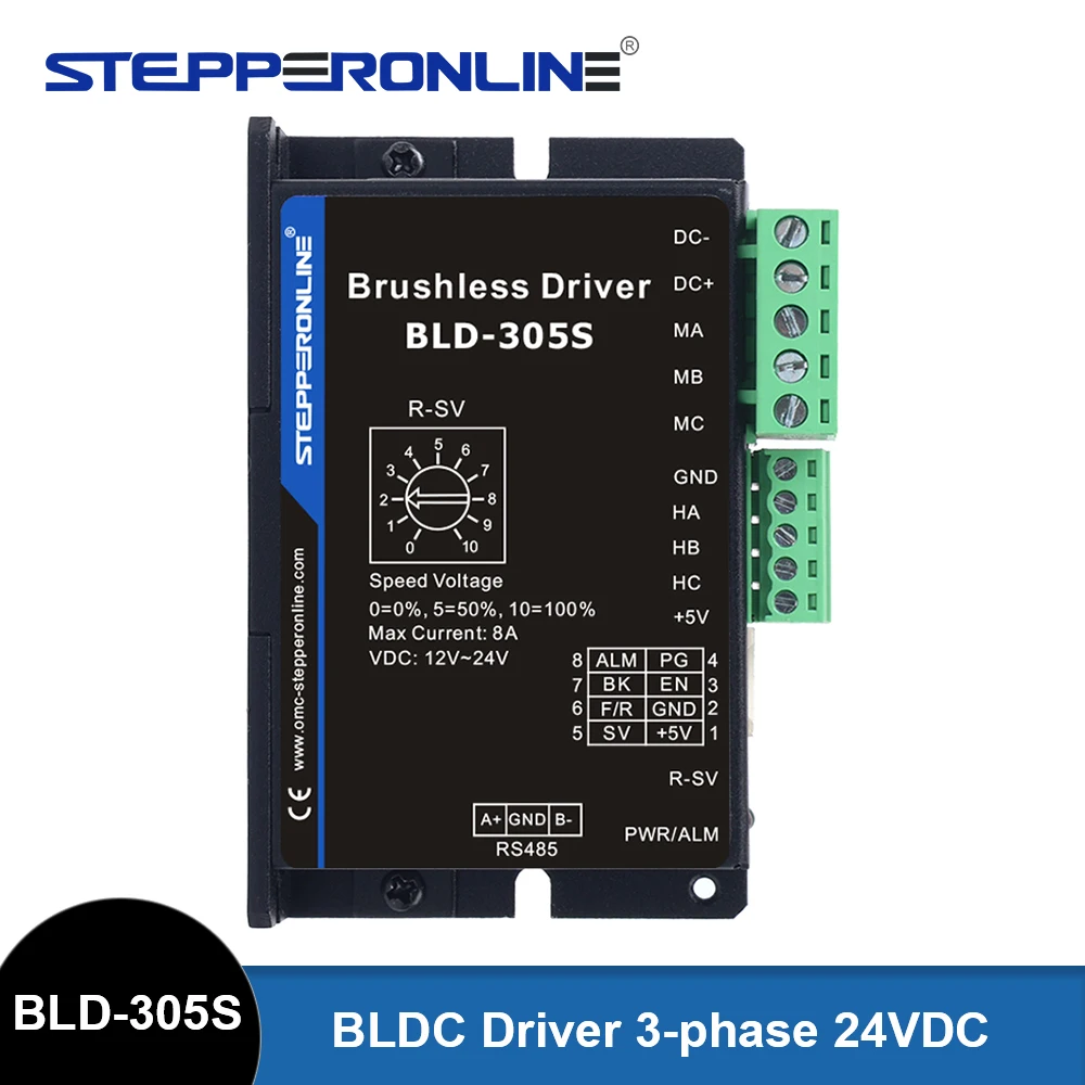 STEPPERONLINE 42 Бесщеточный драйвер двигателя постоянного тока, 3 фазы, 12–30 В постоянного тока, макс. 8,0 А для двигателя BLDC мощностью 120 Вт.