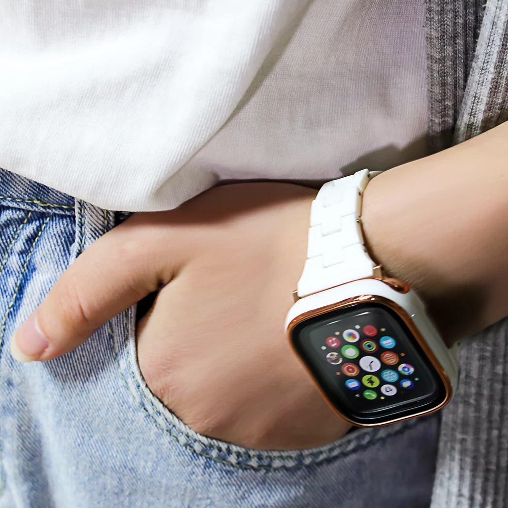 Ремешок полимерный для apple watch 7 se 6 5 4 3 спортивный браслет iwatch band роскошный 45 мм 41 42