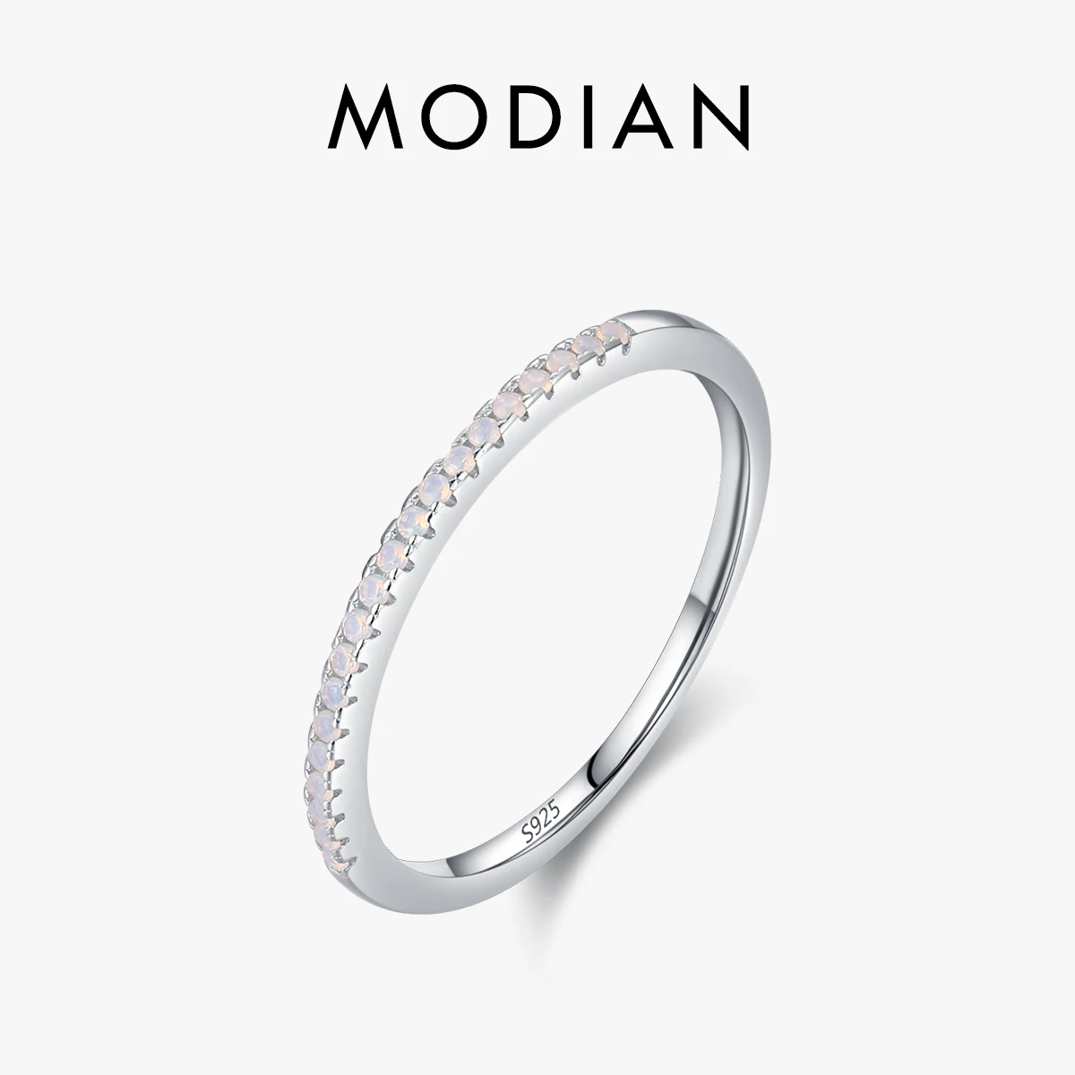 

MODIAN Hot Sale 925 Sterling Silver Sense Of Design Pink Crystal Finger Ring For Women Simple Valentine's Day Gift Fine Jewelry