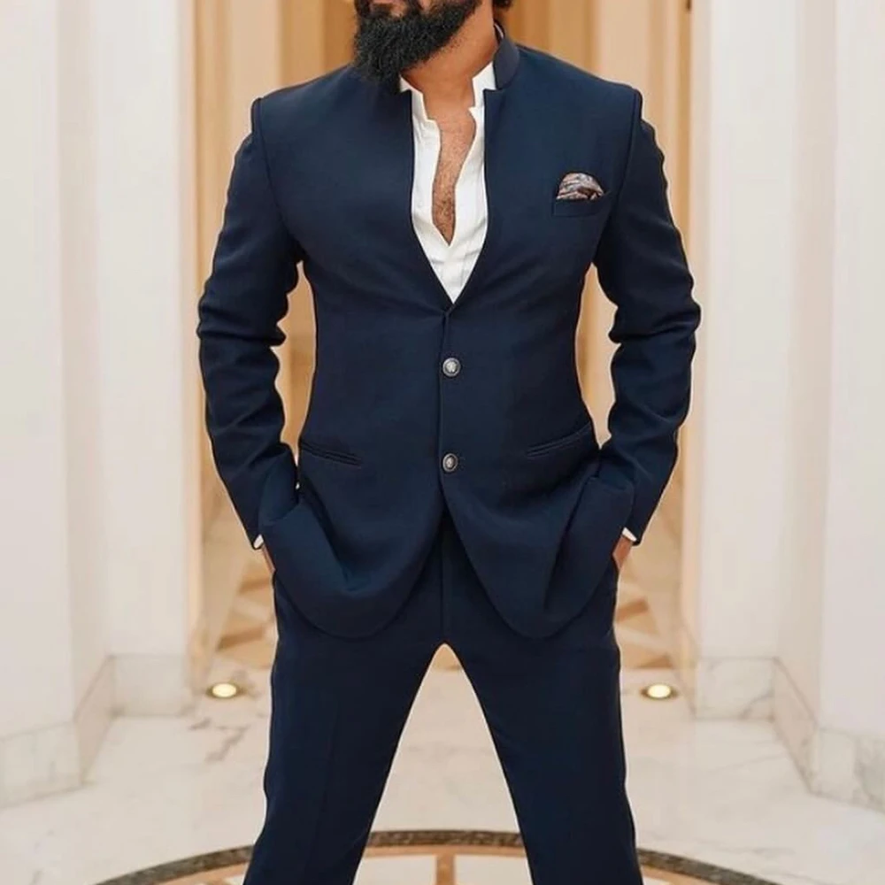 Элегантные темно-синие костюмы для телефона Блейзер свадебный смокинг жениха