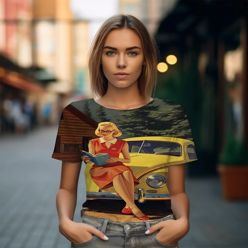 

Летняя высококачественная повседневная футболка, модная футболка с принтом для девочек, Женская свободная футболка с круглым вырезом, простая футболка с коротким рукавом