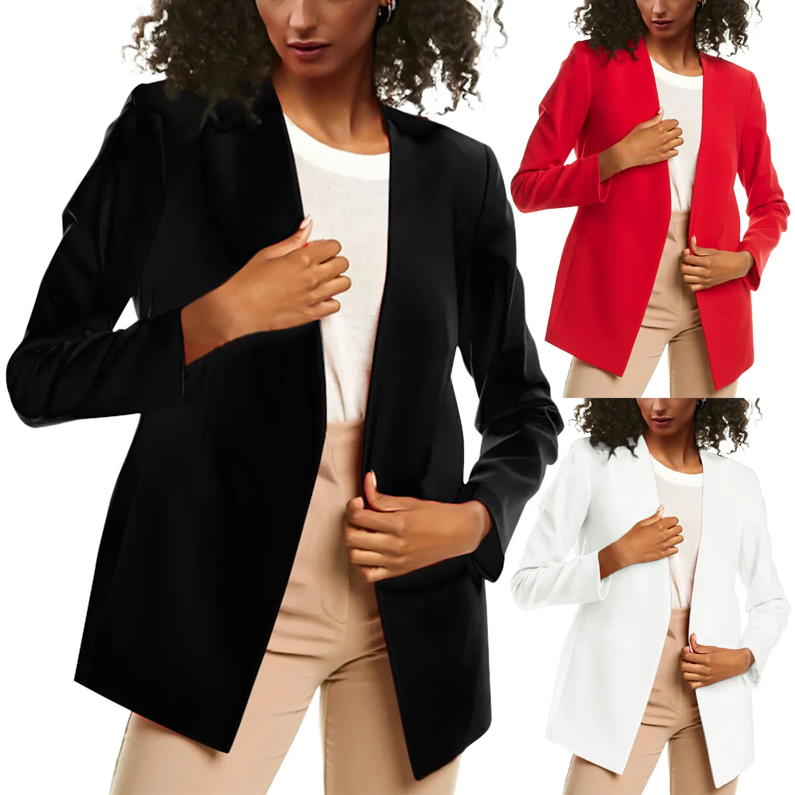 

New Fashion Women's Solid Suit Coat Set Elegant Female Long Sleeve Business Office Clothing Cardigan Formal Blouse Jacket 2022