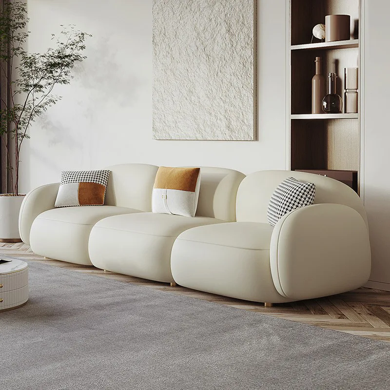 

Art designer technology cloth leather sofa living room light luxury Nordic furniture combination cloth sofa