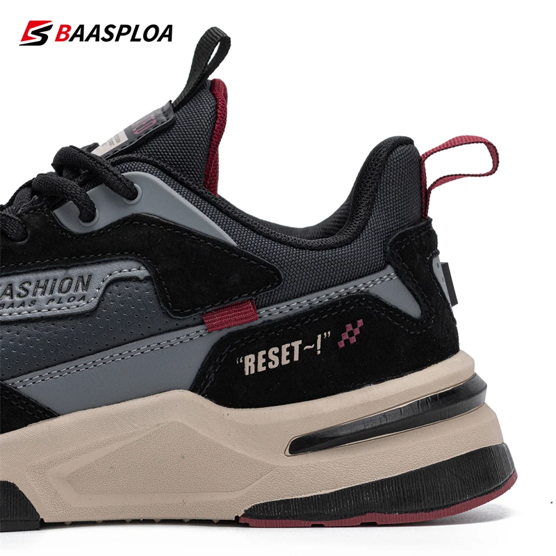 Autumn Men's Leather Running Shoes Comfortable Fashion Casual Sneaker Lightweight Water Proof Male Shoes Baasploa 2022 New