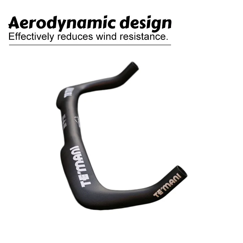 Руль TEMANI Ultralight Flat Aero Carbon Bullhorn TT для шоссейных велосипедов и фикс-байков, облегченный, аэродинамический, с изогнутыми концами, запчасть для тюнинга (art.: 3920dc621fb69) - 3920dc621fb69