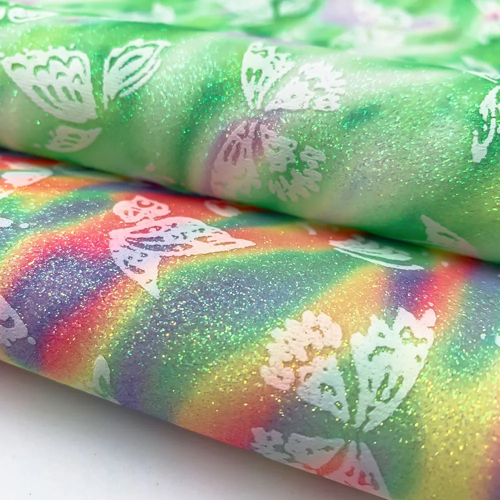 Ткань Из Искусственной Кожи 20x120 См Бабочка Радуга Блестящий Материал сделай Сам