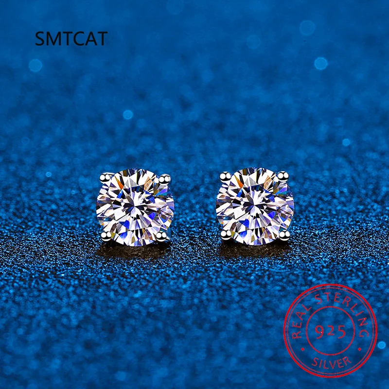 

Женские и мужские серьги-гвоздики из серебра 925 пробы с 4 зубцами