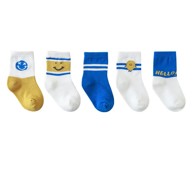 

5 Pairs Spring New College Style Children's Socks Combed Cotton Socks Baby Boys and Girls Newborn Baby Socks Children Socks