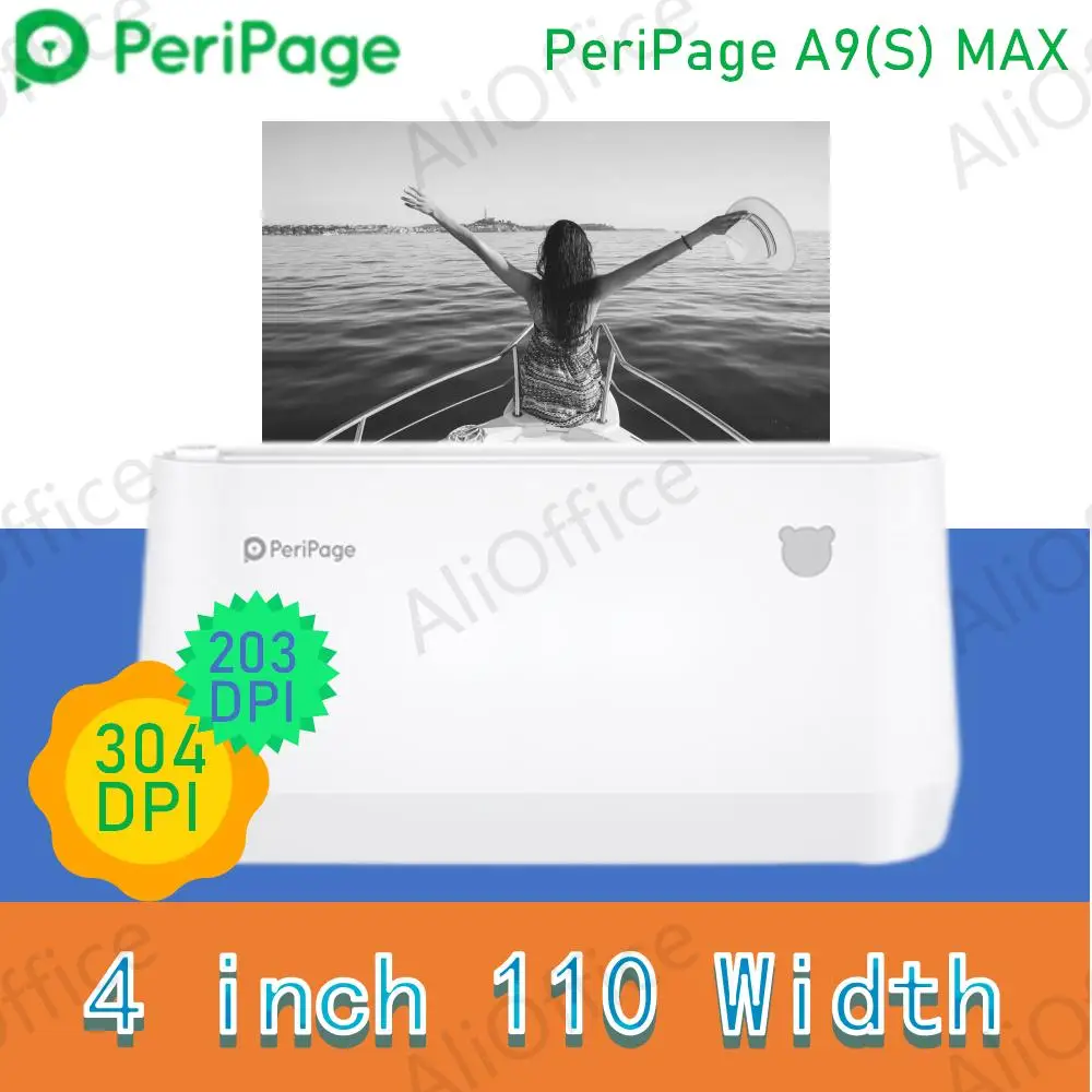 

PeriPage A9(s) Max 4 "портативный термальный Bluetooth-принтер, термальная этикетка для фото, наклейка для Чека, мини-принтер 107 мм