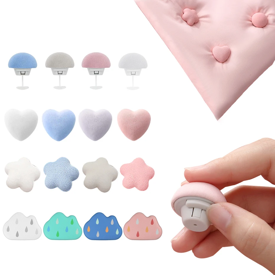 

4PCS Bed Sheet Quilt Holder Pins for Kids Bed Decoration Candy Heart Cloud Round Flower Shape Duvet Comforter Non-slip Clips