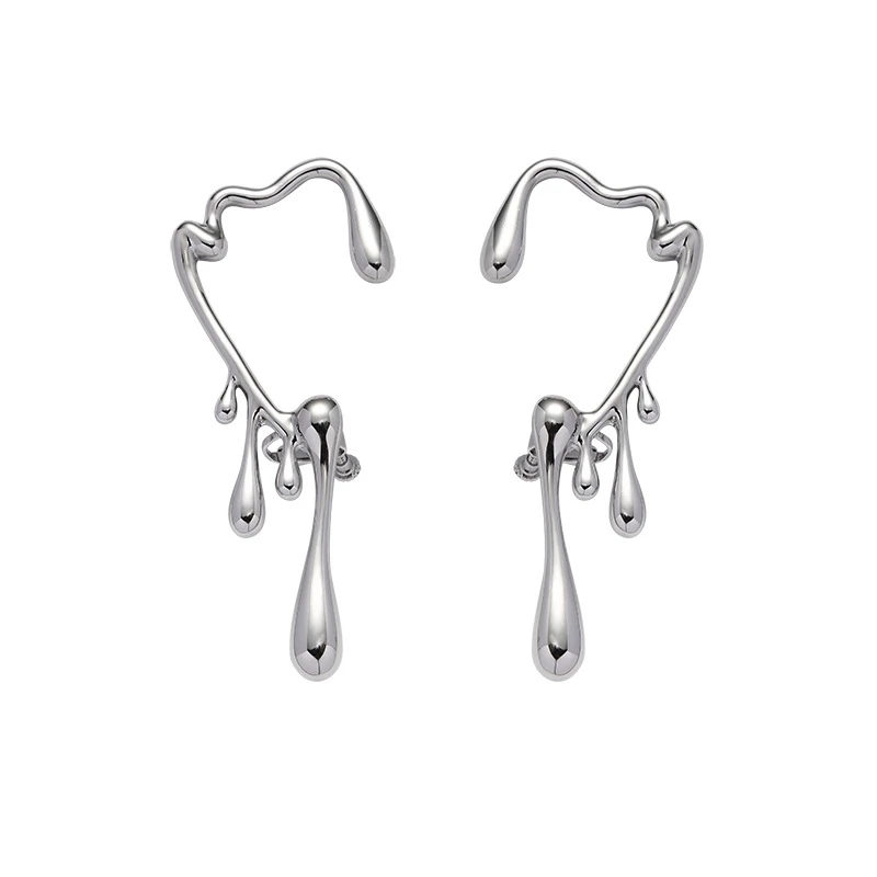 

Fashion Waterdrop Clip Earring for Women 925 Silver Plated No Zircon Stone No Hole Earring Ear Climber Jewelry Gift