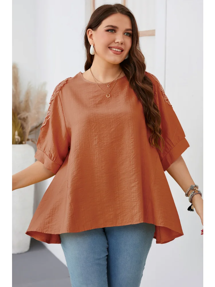Irregular plus size MM loose solid color ladies T-shirt plus size women clothing  blusas mujer