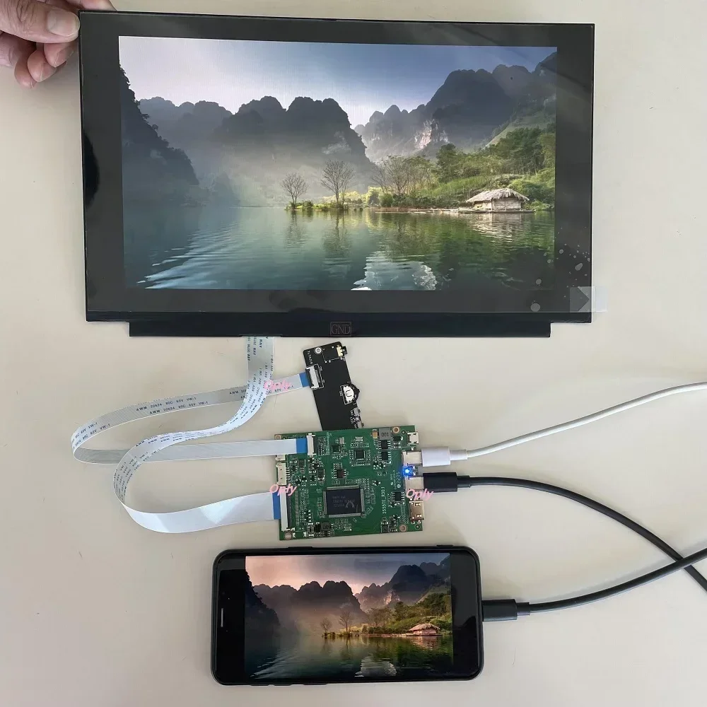 Фото Плата контроллера 2 TYPE C Mini HDMI-совместимая для N160JME N160JME-GQA N160JME-GL2 16 дюймов 1920x1200 EDP светодиодная панель комплект экрана DIY №3