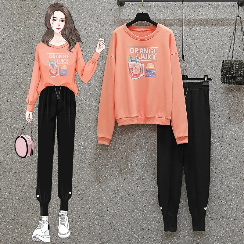 

Весенние женские повседневные спортивные костюмы, свитер, топы и хлопковые брюки, костюмы для бега, комплект из двух предметов, одежда 2022