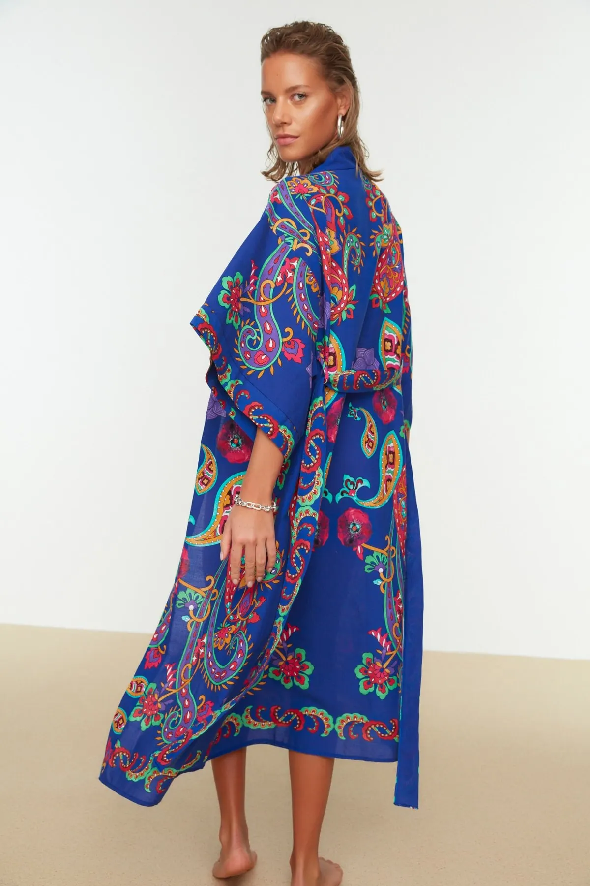 

Women's Kimono Blue Ethnic pattern Kimono Caftan Fashion Bathrobe For Ladies