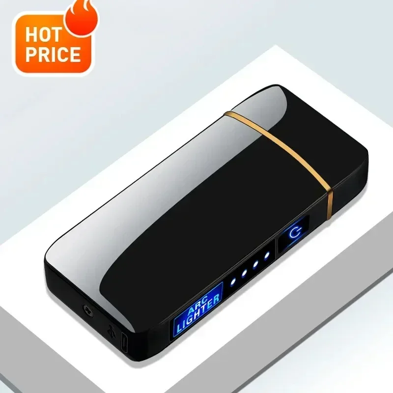 Горячая электрическая ветрозащитная металлическая зажигалка с двойной дугой