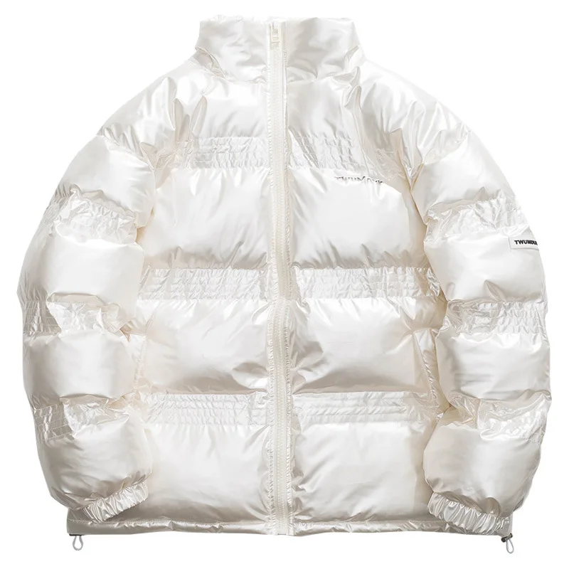 Rainbowtouches Hip Hop Men Solid Color Winter Parka Thick Jacket Warm Harajuku Coat Male Casual Zipper Jackets Windproof Outwear