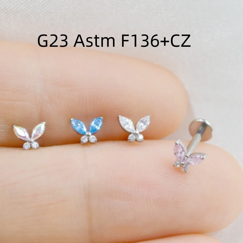 Lot10pcs G23 титановый Astm F136 CZ внутренняя резьба для губ Labret строка Козелка кружки