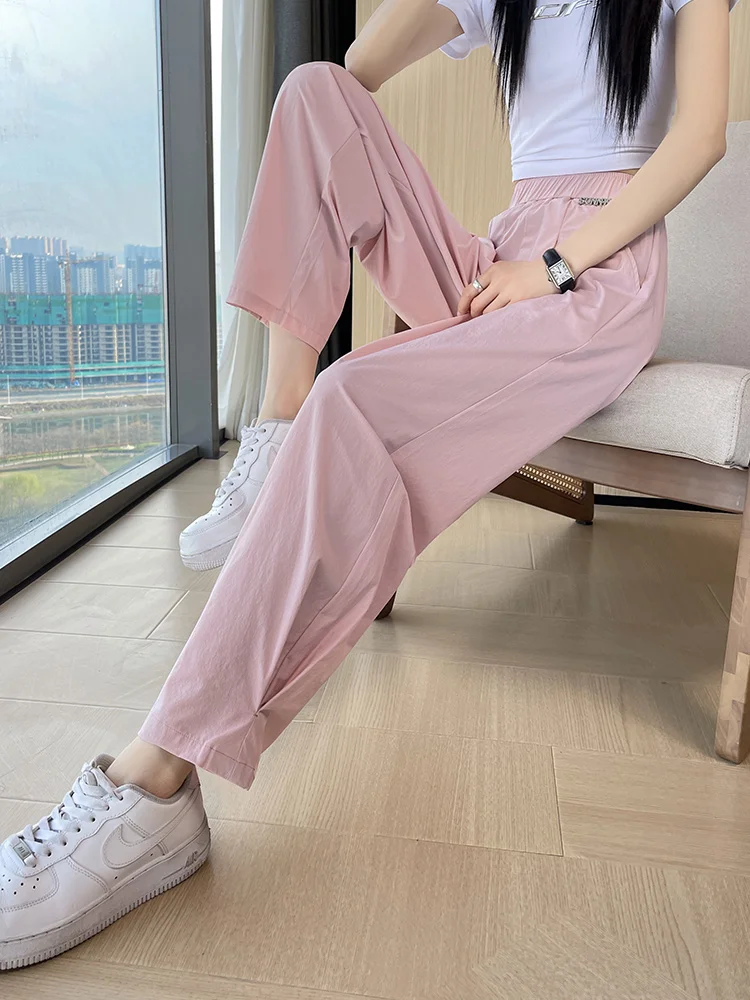 Женские шаровары из ледяного шелка размера плюс летние тонкие с высокой талией