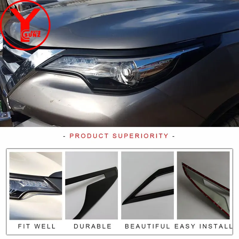 Передсветильник РА для Toyota FORTUNER SW4 hilux 2016-2019 ABS черные запчасти аксессуары toyota 2016