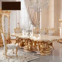 European Solid Wood Carved Dining Table Household Dining Table French Luxury Dining Table Chair Furniture Customization Folded