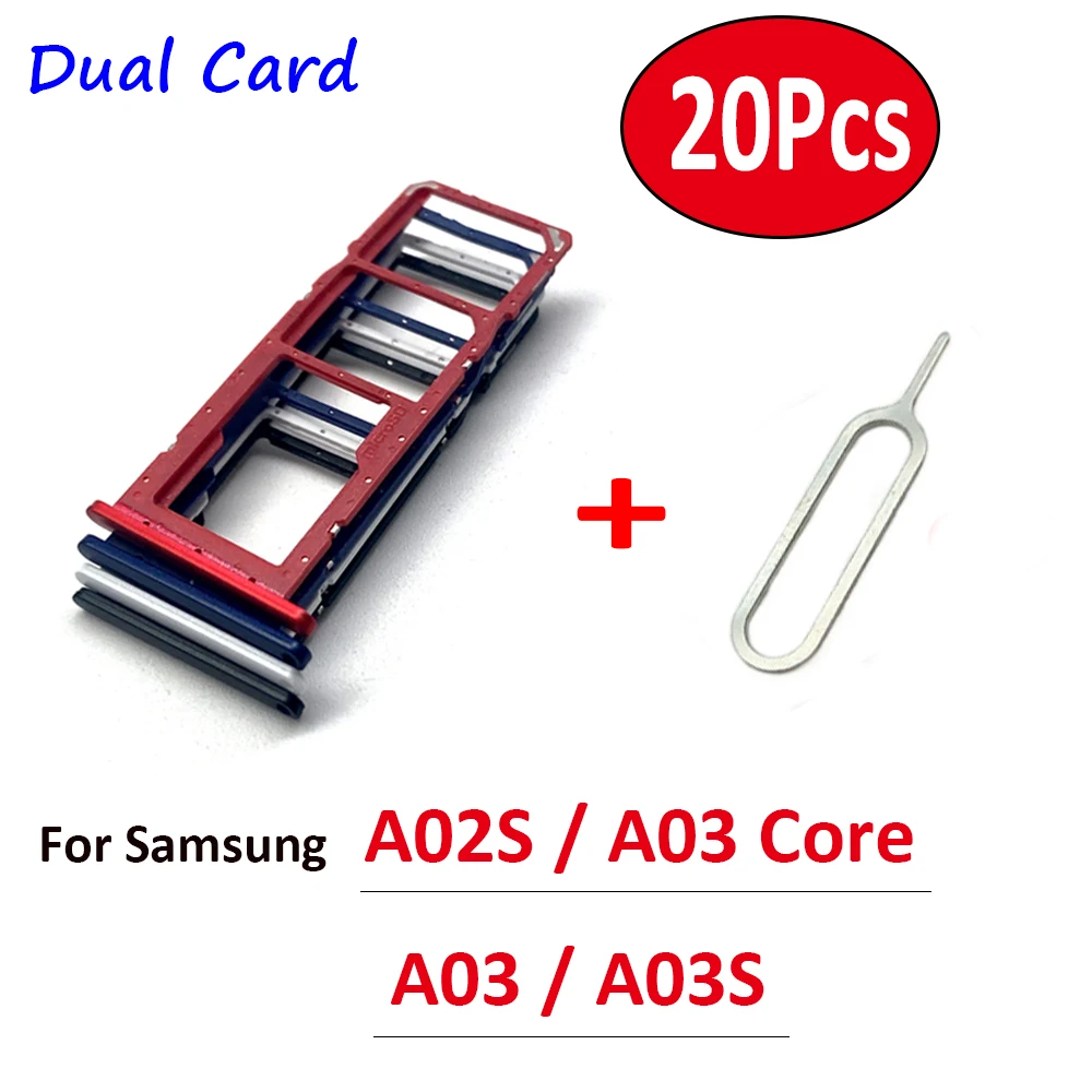 

20 шт., оригинальный держатель Micro Nano SIM-карты, лоток, слот, держатель чипа, адаптер, аксессуары, гнездо для Samsung Galaxy A02S A03S A03 Core
