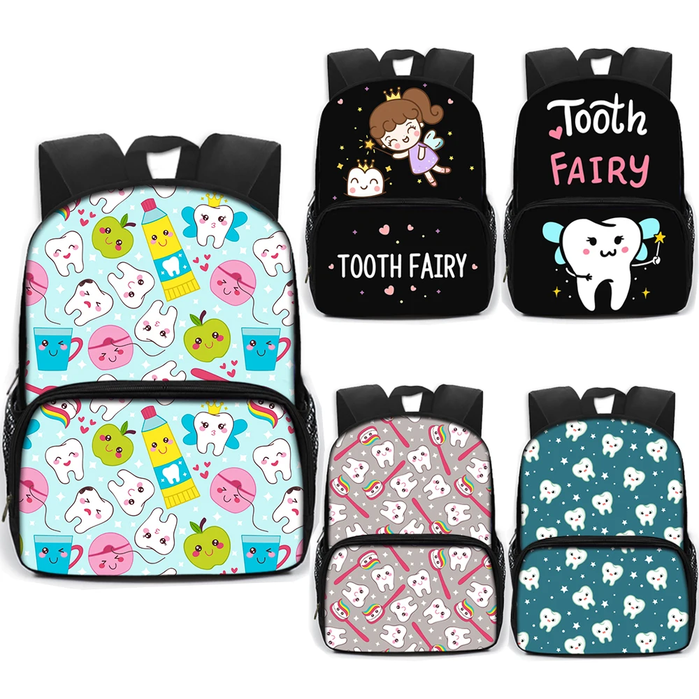 Cartoon Dentisit Tooth Fairy School Backpack Kids Kindergarten Bags Children School Bags Boys Girls Book Bag Baby Schoolbag Gift
