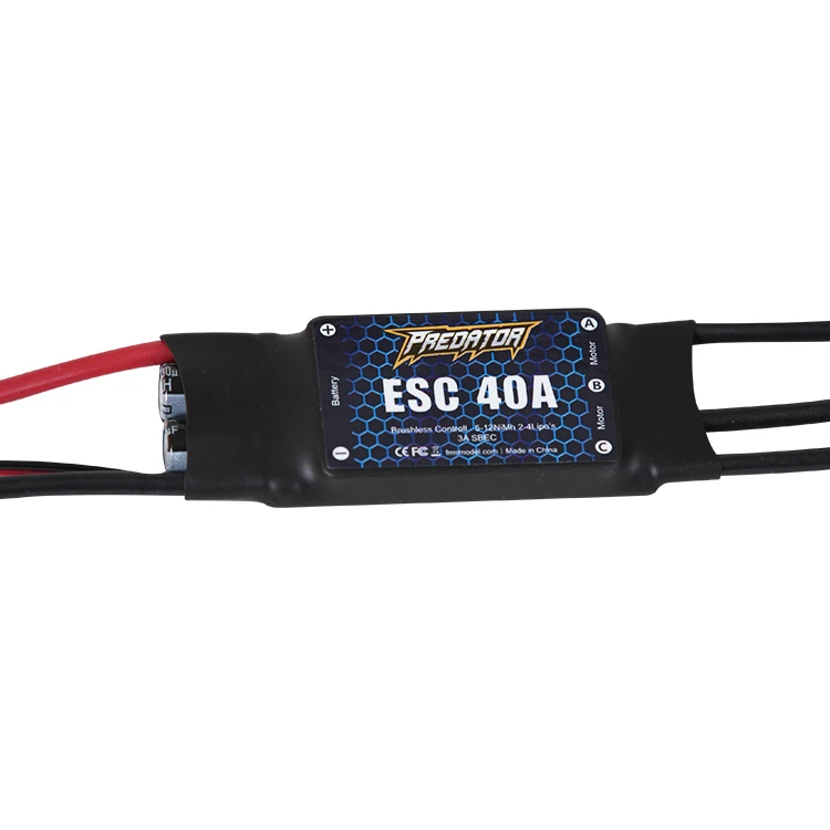 FMS Predator 40A 30A 20A бесщеточный ESC с 3A 2A линейным BEC XT60 разъемом для радиоуправляемого летательного аппарата с фиксированным крылом большого радиуса действия
