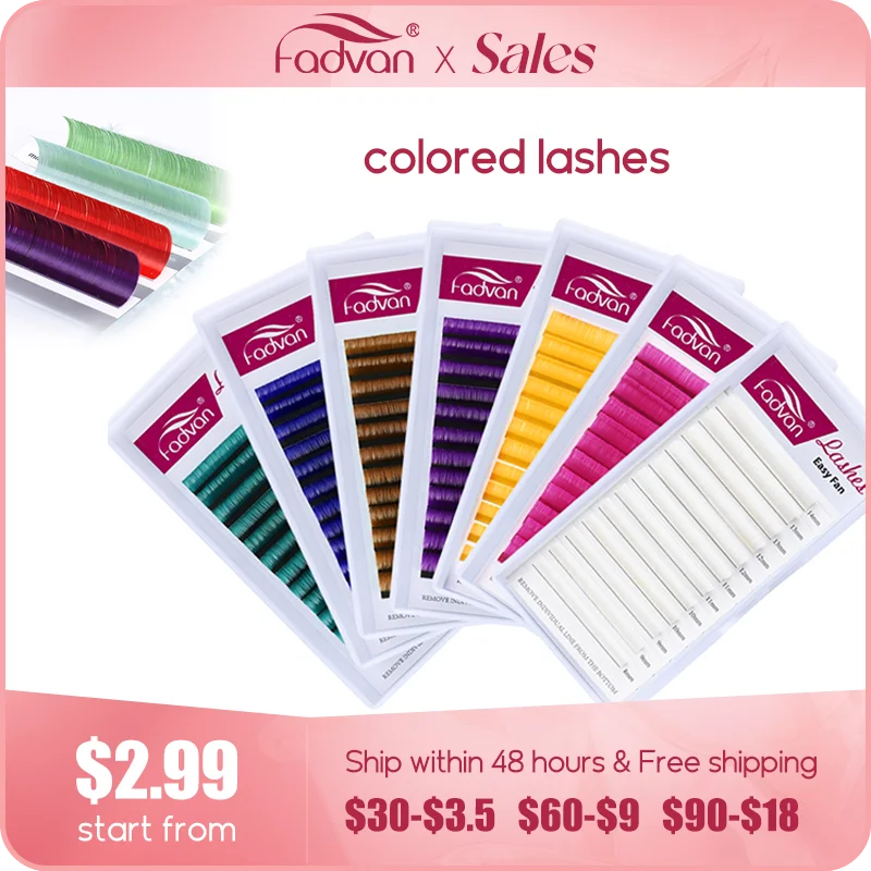 Ed Easy Fanning Eyelash Extension Red/green/blue/brown/purple Colorful Auto Blooming Makeup Lashes Extension 15-20mm Long