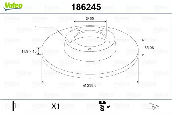 

186245 для десятитормозного зеркала (диска) GOLF I/II/III/II/9d 1.9td 74 83 PASSAT 1,6 1.9td 74 83 PASSAT